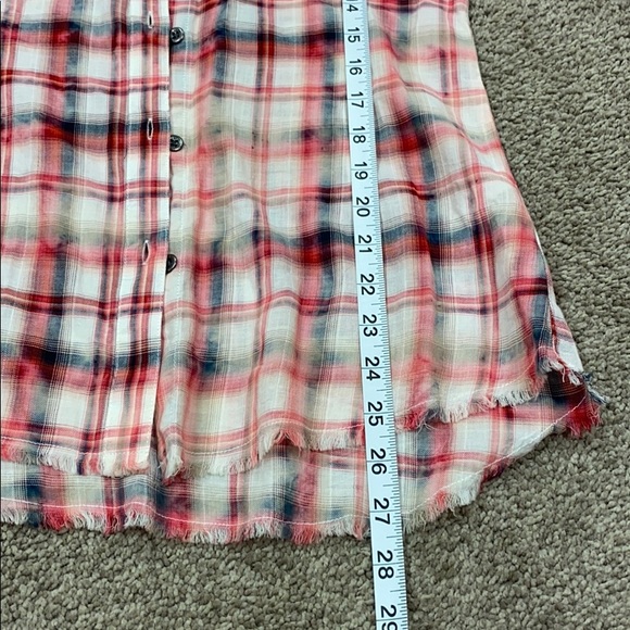 Altar’d State raw hem bleached stained button down - Picture 2 of 5